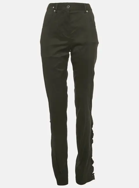 Louis Vuitton Black Crepe Ruffed Pants M