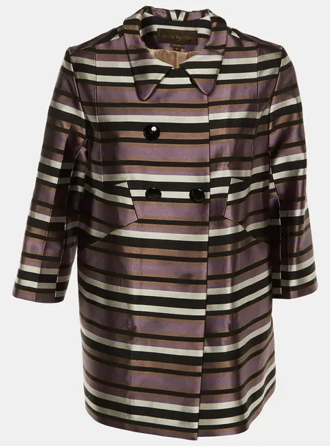 Louis Vuitton Multicolor Striped Silk & Cotton Double Breasted Jacket M