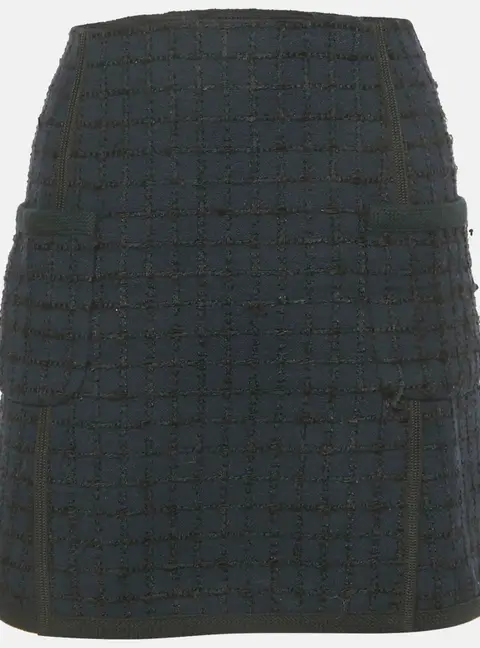 Louis Vuitton Navy Blue Tweed Mini Skirt M
