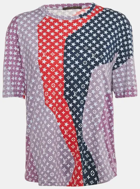 Louis Vuitton Purple Monogram Print Jersey T-Shirt L