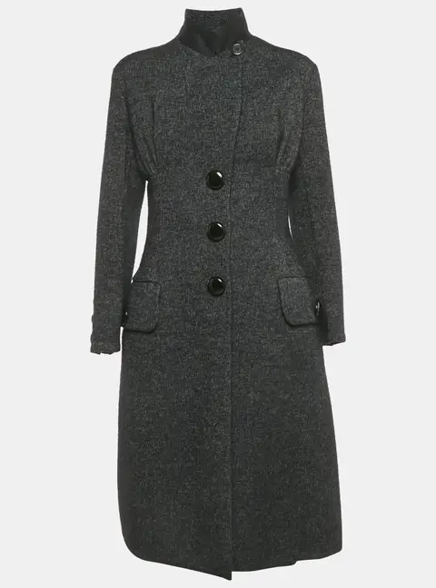 Louis Vuitton Black Wool Blend Gathered Waist Coat & Skirt Set M ( FR 38/ 40)