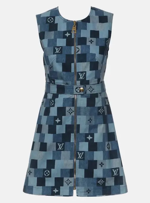 Louis Vuitton 2020 S/S Monogram Denim Sleeveless Dress Size M
