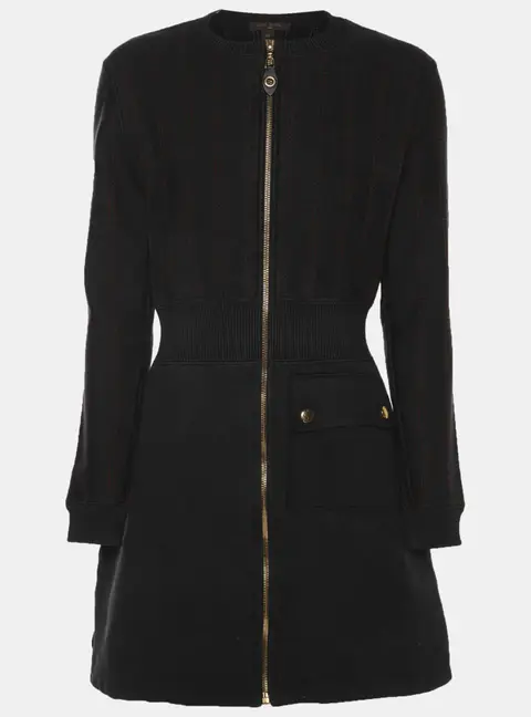 Louis Vuitton Black Jersey Zip-Up Mini Dress XS