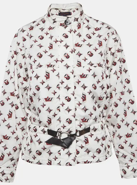 Louis Vuitton White Monogram Print Nylon Wind Breaker S