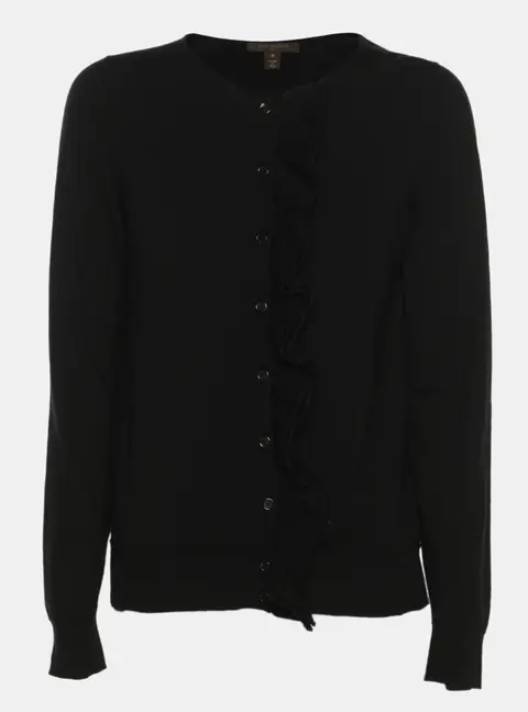 Louis Vuitton Black Knit Button Front Cardigan S