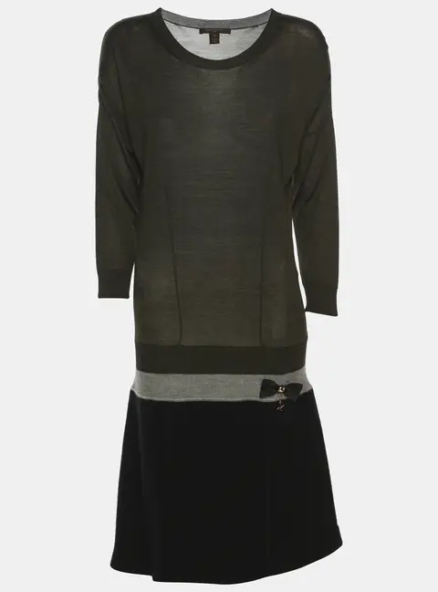Louis Vuitton Tri Color Wool Blend Mini Dress M