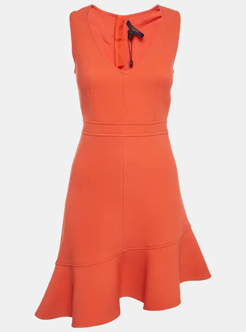 Louis Vuitton Orange Wool Sleeveless Mini Dress S