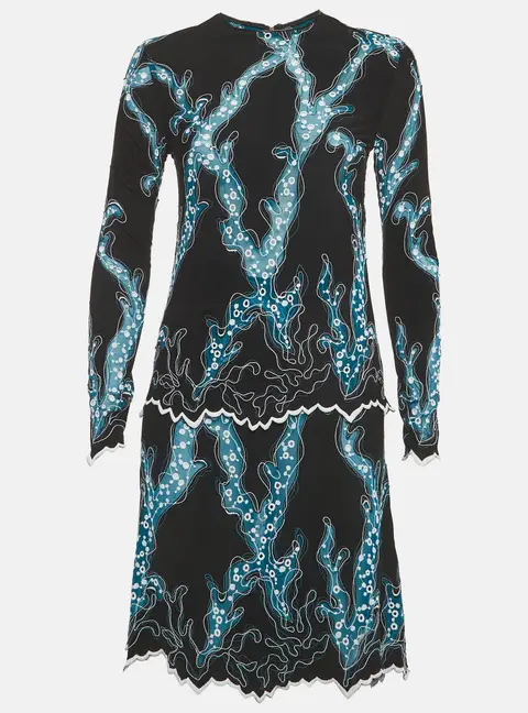 Louis Vuitton Black/Blue Embroidered Jersey Mini Dress M