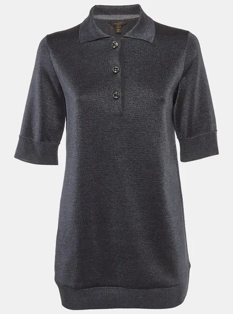 Louis Vuitton Blue Lurex Knit Mini T-Shirt Dress L