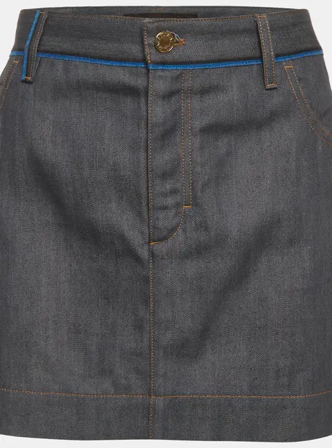 Louis Vuitton Grey Denim Mini Skirt L/Waist 34"