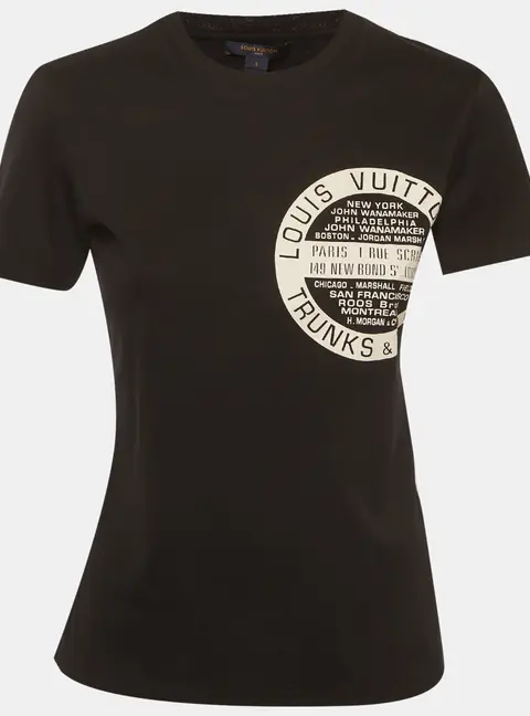 Louis Vuitton Black Cotton Knit Logo Stamp T-Shirt S