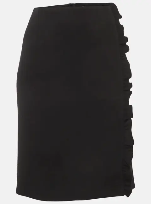 Louis Vuitton Black Wool Frilled Pencil Skirt M