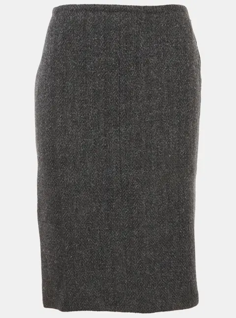 Louis Vuitton Grey Wool Blend Pencil Skirt M