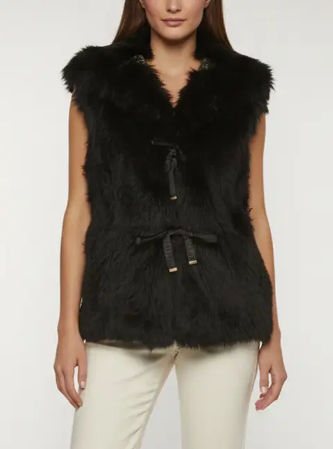 Louis Vuitton Black Fur Reversible Hooded Vest S