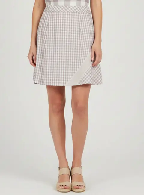Louis Vuitton Pink/White Checkered Chiffon and Knit Midi Skirt L