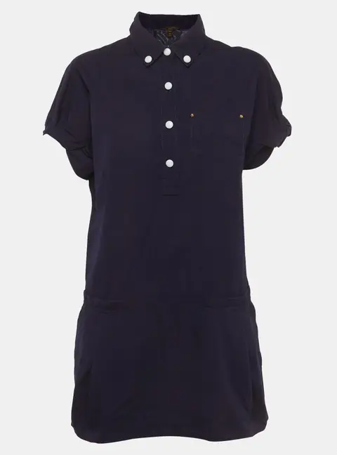 Louis Vuitton Navy Blue Cotton Mini Shirt Dress M