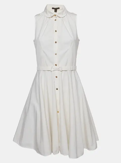 Louis Vuitton White Cotton Sleeveless Mini Dress M
