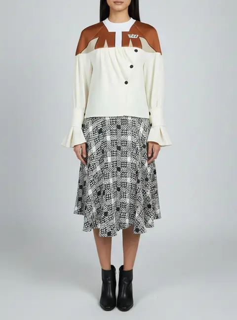 Louis Vuitton Multicolour Printed Knit and Crepe Flared Mini Dress M
