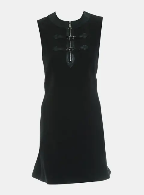Louis Vuitton Leather-Trim Sleeveless Dress