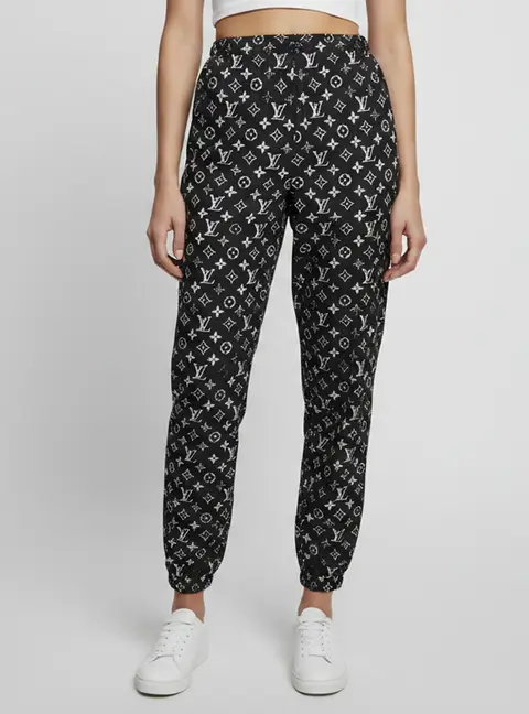 Louis Vuitton Black Monogram Print Nylon Jogging Pants M