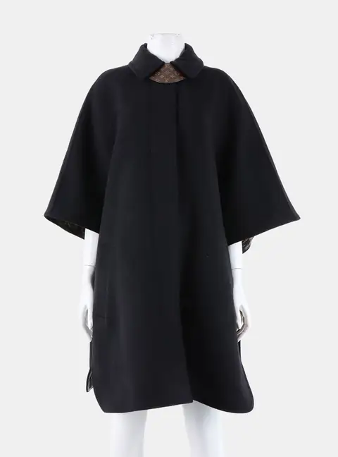 Louis Vuitton Black Wool Poncho-Style Coat IT/EU 36