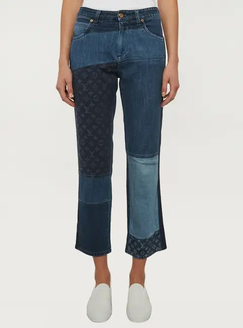 Louis Vuitton Blue Monogram Patchwork Denim Jeans M/Waist 32"