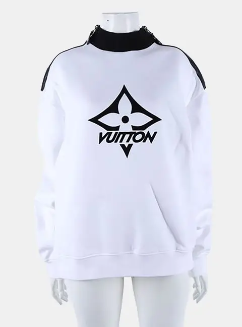 Louis Vuitton Black/White Cotton Long Sleeved Sweatshirt Size S