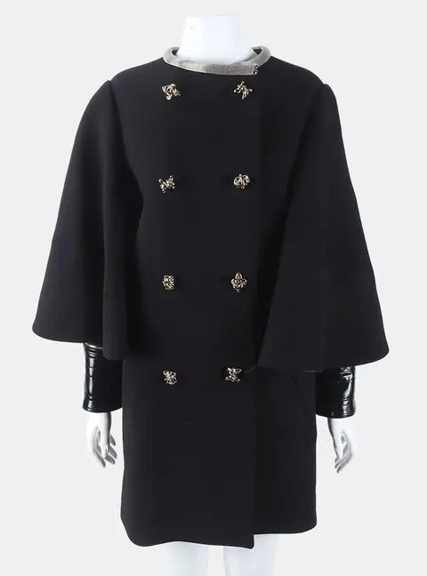 Louis Vuitton Black Cape Coat Size XS