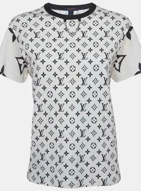 Louis Vuitton Cream Monogram Jersey Crew Neck T-Shirt S