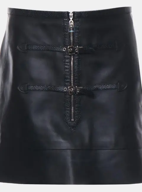 Louis Vuitton Vintage Leather Mini Skirt