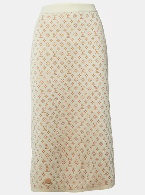 Louis Vuitton Beige Monogram Jacquard Knit Tube Skirt XXL