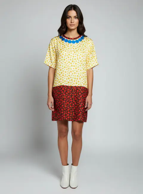 Louis Vuitton X Yayoi Kusama Multicolour Polka Dot Monogram Print Silk Mini Tunic Dress M