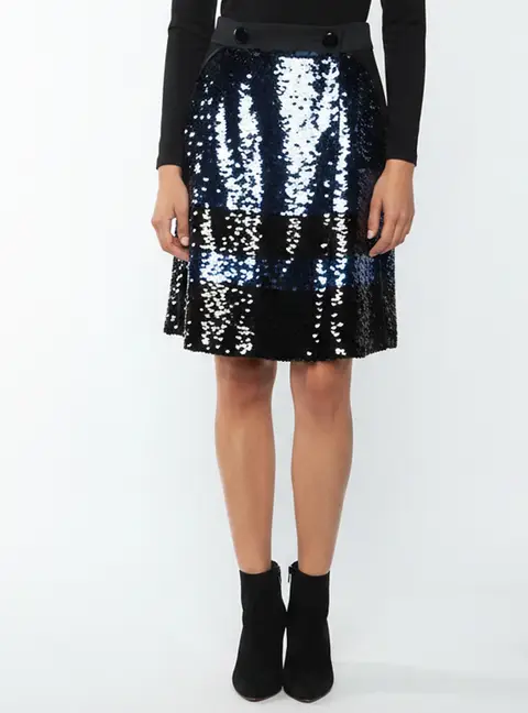 Louis Vuitton Black Sequin A-Line Mini Skirt L
