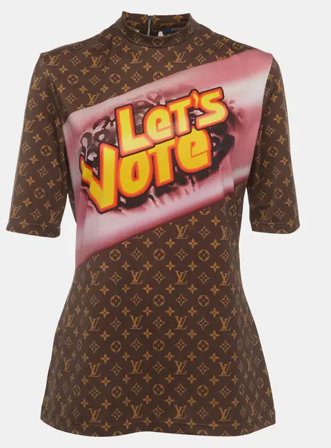 Louis Vuitton Brown Monogram Printed Nylon Blend Crewneck T-Shirt