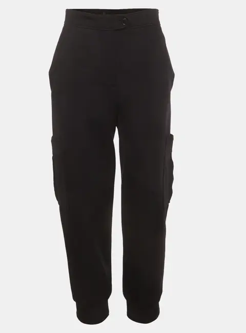 Louis Vuitton Black Monogram Trim Jersey Cargo Trousers L