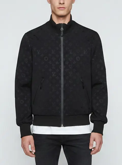 Louis Vuitton Black Monogram Pattern Nylon Bomber Jacket S