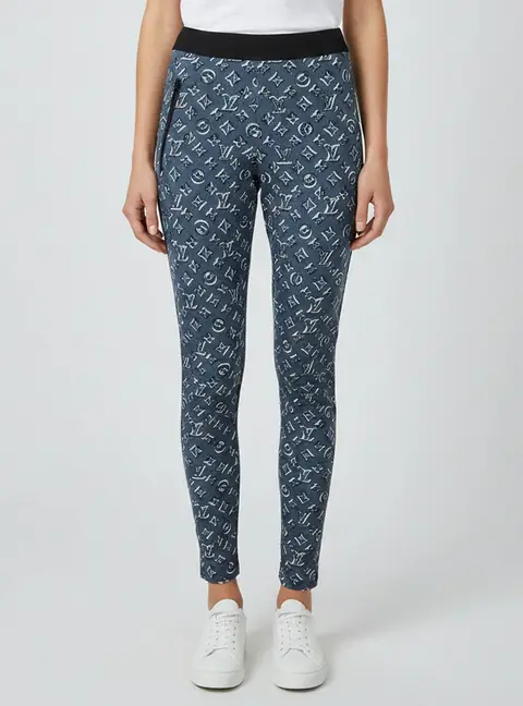 Louis Vuitton Grey Monogram Print Jersey Leggings M