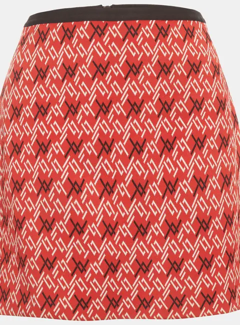Louis Vuitton Red Geometric Monogram Knit Mini Skirt S