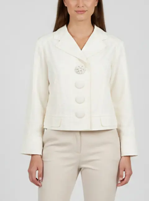 Louis Vuitton Cream Button Down Cropped Jacket M