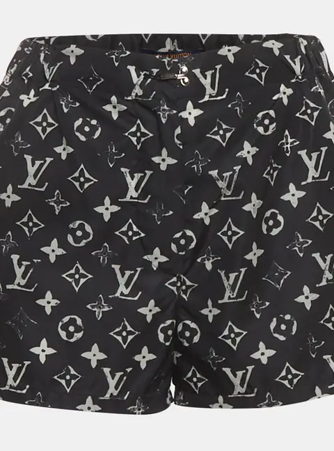 Louis Vuitton Black Stencil Monogram Print Nylon Shorts XS