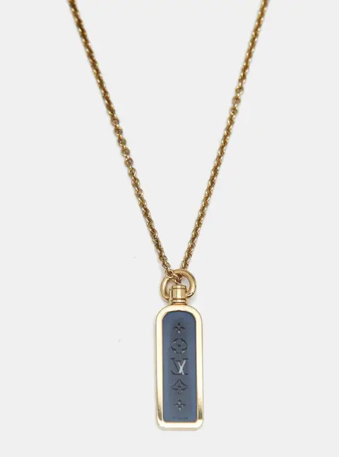 Louis Vuitton Small Les Gastons 18K Yellow Gold Blue Titanium  Tag Pendant Necklace