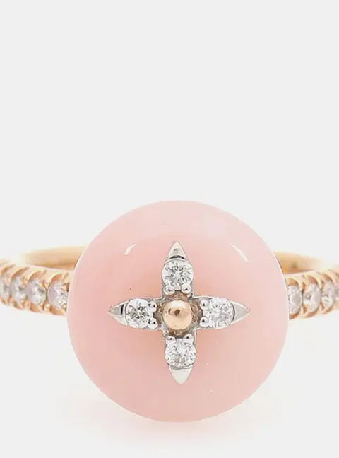 Louis Vuitton 18k Yellow Gold Diamond Opal B Blossom Ring EU 47