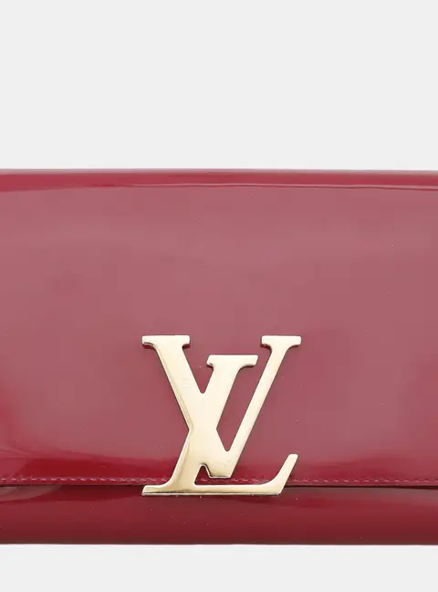 Louis Vuitton Louise MM Red Patent Leather Clutch Bag