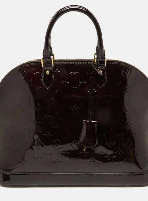 Louis Vuitton Alma Medium Burgundy Patent Leather Satchel