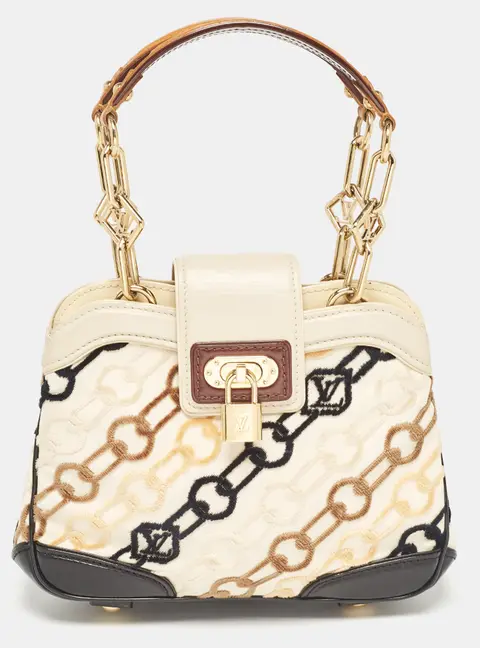 Louis Vuitton Linda Black Leather and Velvet Satchel