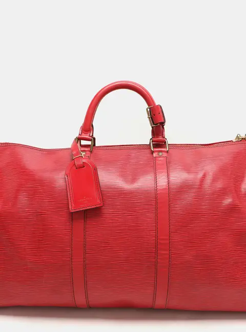 Louis Vuitton Keepall Red Leather Duffel Bags