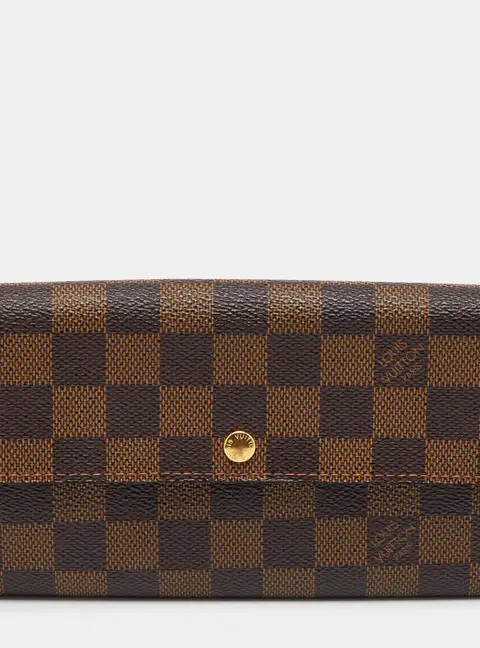 Louis Vuitton Sarah Medium Brown Coated Canvas Long Wallet