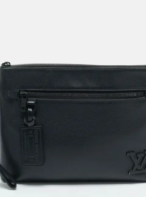 Louis Vuitton Black Aerogram Leather Takeoff Pouch