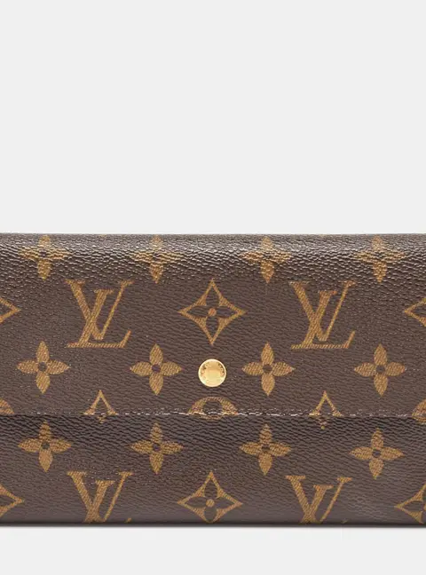 Louis Vuitton Sarah Brown Coated Canvas Continental Wallet