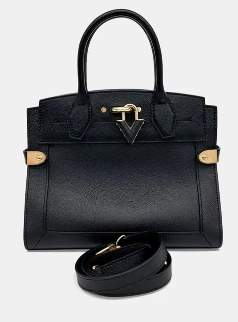 Louis Vuitton Steamer PM Black Calfskin Leather Top Handle Bag